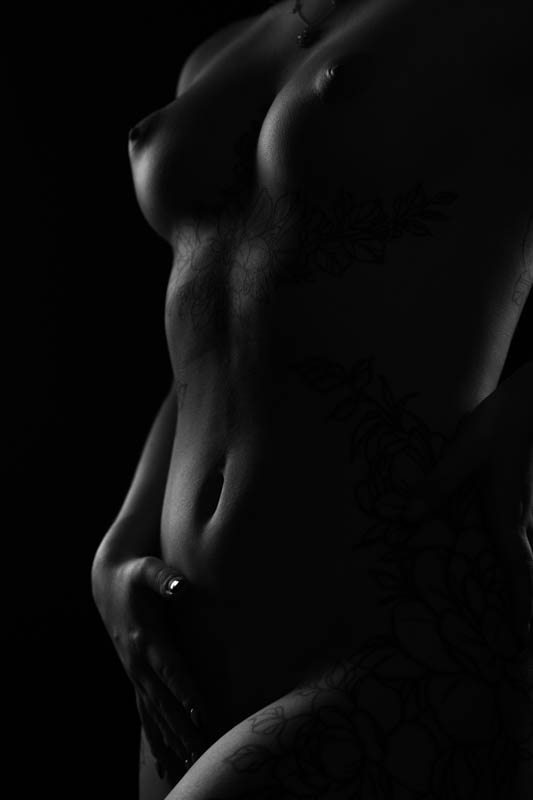 Bodylines Aktfotografie Frau von Bauchnabel und Busen